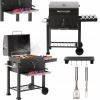 GRILL OGRODOWY WĘGLOWY DUŻY Z POKRYWĄ, ŻELIWNYM RUSZTEM I KÓŁKAMI 114,5 x 60 x 108 CM GRILL OGRODOWY WĘGLOWY DUŻY Z POKRYWĄ, ŻELIWNYM RUSZTEM I KÓŁKAMI 114,5 x 60 x 108 CM