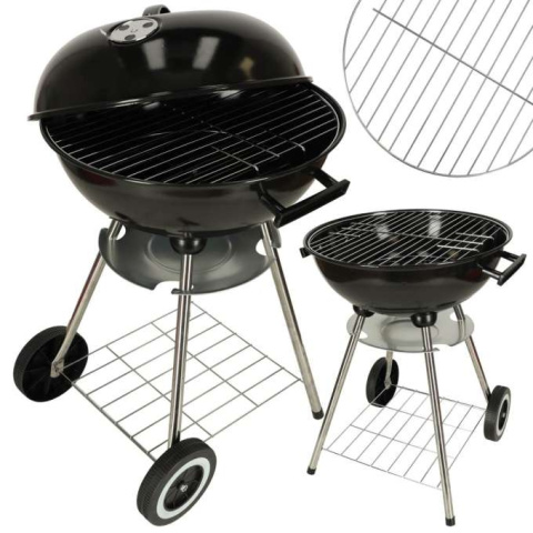 Grill ogrodowy węglowy na brykiet zamykany z pokrywą wentylacją i półką Grill ogrodowy węglowy na brykiet zamykany z pokrywą wentylacją i półką