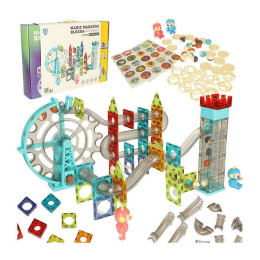 Klocki magnetyczne magnetic sticks marble tor kulkowy z dźwiękiem muzyką grający 118 elementów