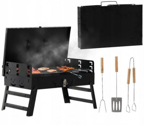 GRILL TURYSTYCZNY SKŁADANY WALIZKA Z WIDEŁKAMI I ŁOPATKĄ 44 x 23 x 48 CM GRILL TURYSTYCZNY SKŁADANY WALIZKA Z WIDEŁKAMI I ŁOPATKĄ 44 x 23 x 48 CM